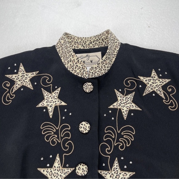 Scully Marsha Wright Vintage Jacket Women XL Crop Black Animal Print & Stars - Picture 11 of 13